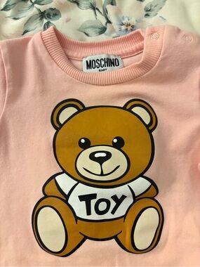 Moschino Pink Tee with Brown Teddy Graphic